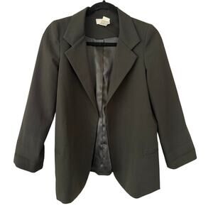 Aqua Black Blazer Classic Lined Open Front Collared w/Pockets Work/Office-XL